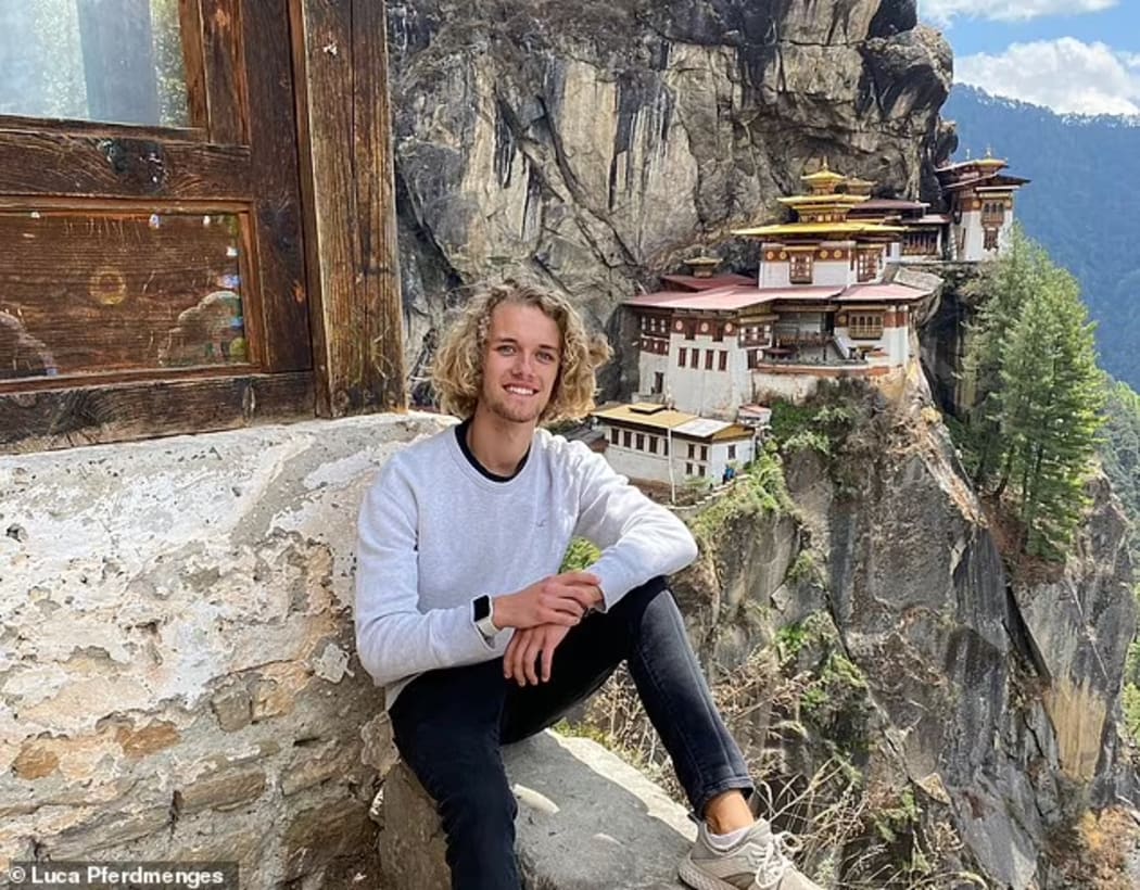 Luca is seen here at Bhutan's Tiger's Nest Monastery