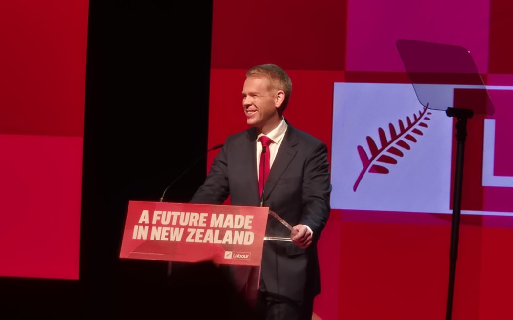 Labour Leader Chris Hipkins at the party's annual general meeting in Auckland.