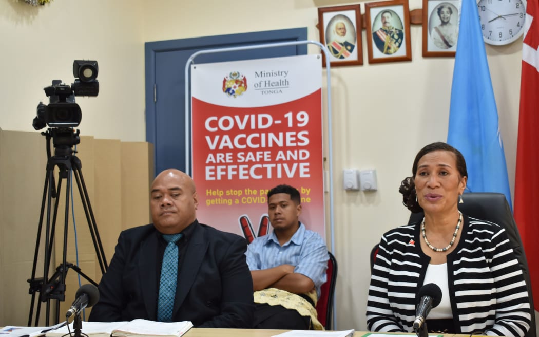 Tonga Minister of Health Hon Dr 'Amelia Tu'ipulotu and Acting Health CEO Dr Reynold 'Ofanoa. Vaiola Hospital, Tongatapu