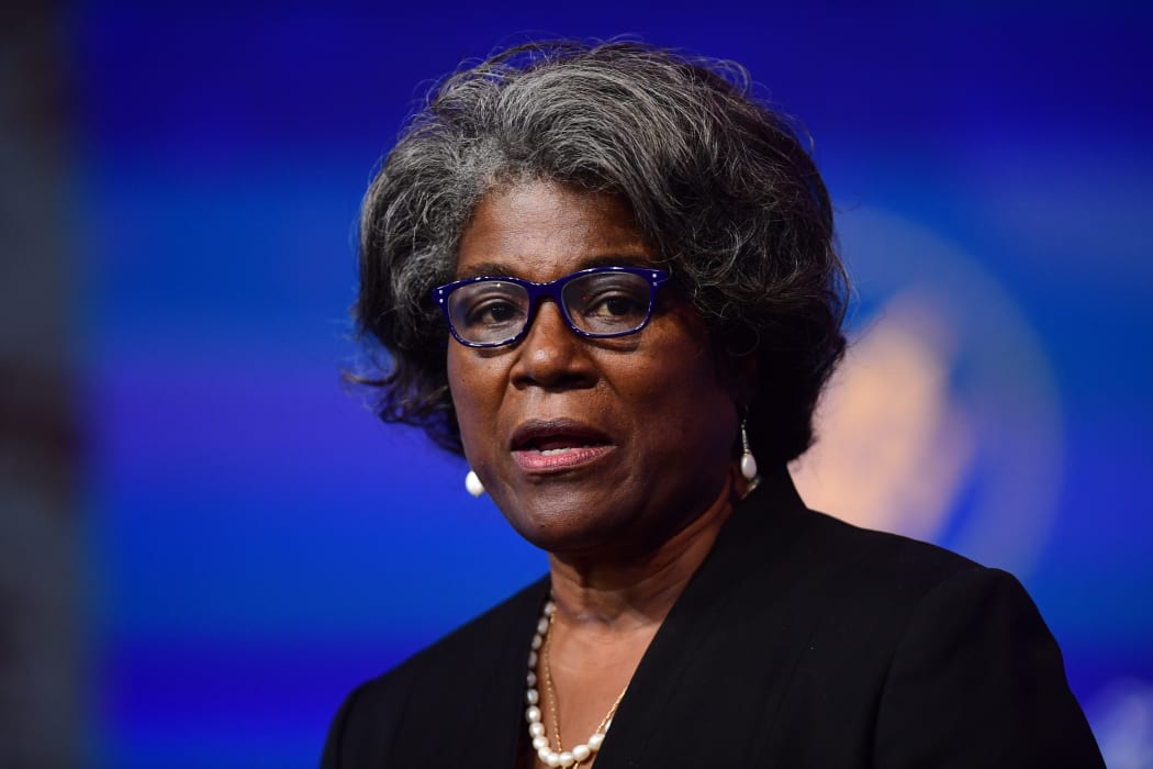 U.S. Ambassador to the United Nations nominee Linda Thomas-Greenfield speaks after being introduced by President-elect Joe Biden as he introduces key foreign policy and national security nominees and appointments at the Queen Theatre on November 24, 2020 in Wilmington, Delaware.