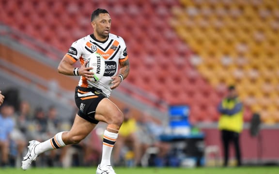 Benji Marshall plays for Wests Tigers in 2020.