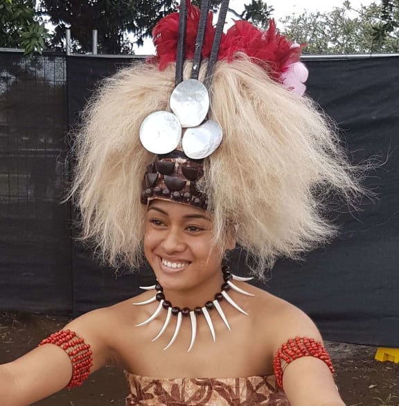 Avondale College student Tinei Tagaloa-Leniu, Taupou for the school’s Samoan group in 2017.