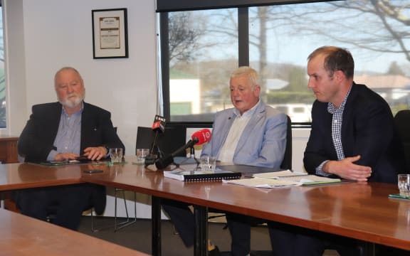 Hawke's Bay Regional Council chair Rex Graham, and Wairoa Mayor Craig Little and Dan Bonifant from Morrison Low.