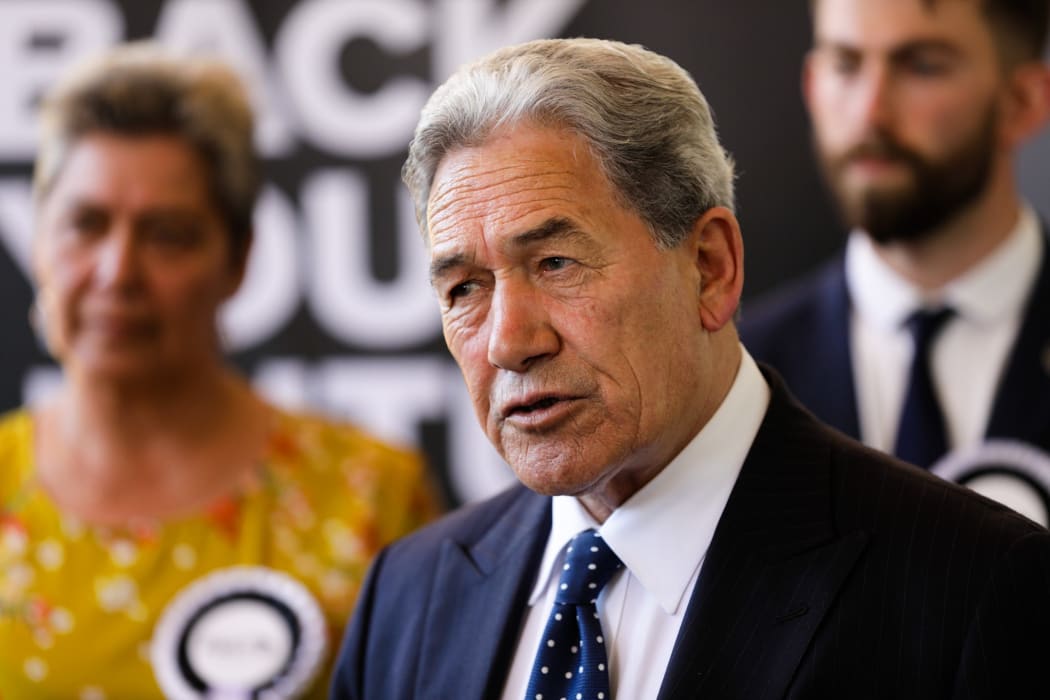 New Zealand First leader Winston Peters campaigning at Orewa Community Centre in Auckland on 25 September.