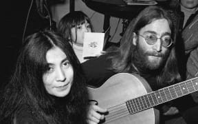 John Lennon and Yoko Ono during a press meeting during their stay in Thy in North Jutland in January 1970.