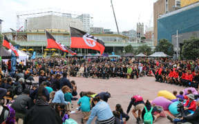 The hikoi wrapped up in Aotea square.