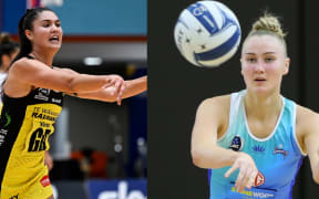 Pulse defender Parris Mason (left) and Mystics defender Carys Stythe (right).