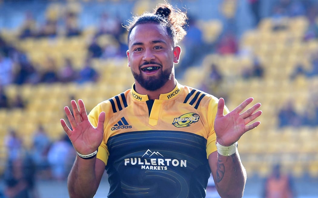 Matt Proctor of the Hurricanes celebrates a try during the Super Rugby match between the Hurricanes and Melbourne Rebels at Westpac Stadium in Wellington on Saturday the 4 March 2017. Copyright Photo by Marty Melville / www.Photosport.nz