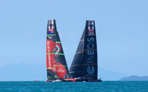 INEOS Team UK vs Emirates Team New Zealand in the first race which was later abandoned due to exceeding the time limit.
America's Cup PRADA Christmas Race  in Auckland, New Zealand on Sunday 20th December 2020.
Copyright photo: Chris Cameron / www.photosport.nz