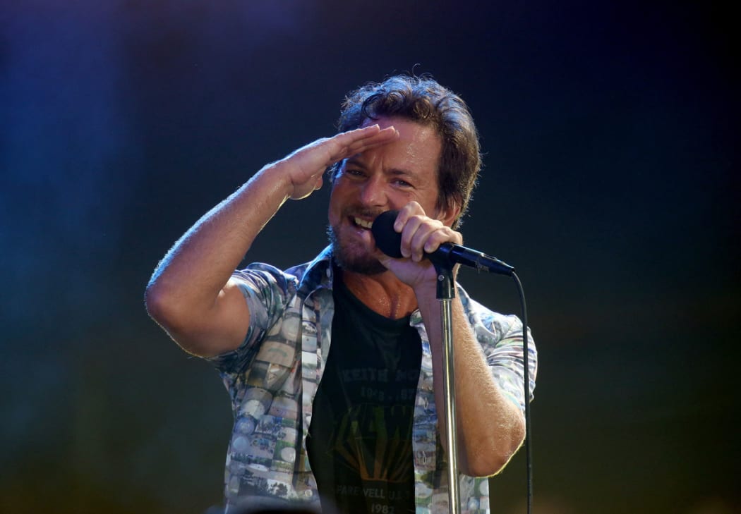 Eddie Vedder on stage with Pearl Jam.