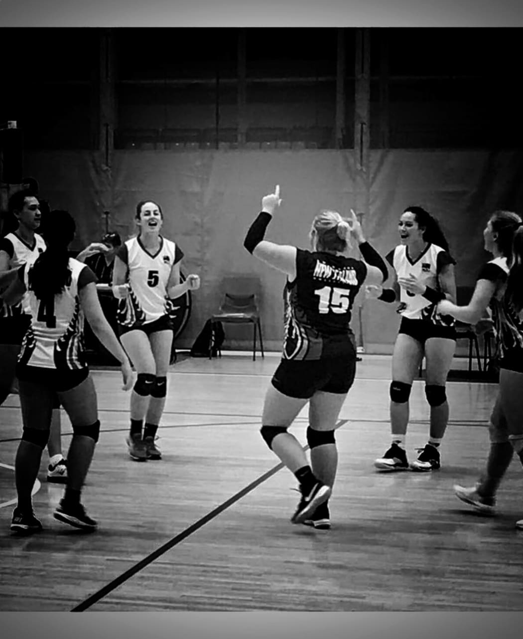 Lauren Fleury celebrates with the Volley Ferns. As the libero, the defensive specialist, Fleury will be seen prowling the back court in a different coloured top.