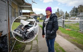 Renea Wharakura had a car smash through her bedroom wall injuring her. 04 October 2023 
Photo / Andrew Warner