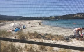 The fenced predator proofed sanctuary is being used as a private beach.