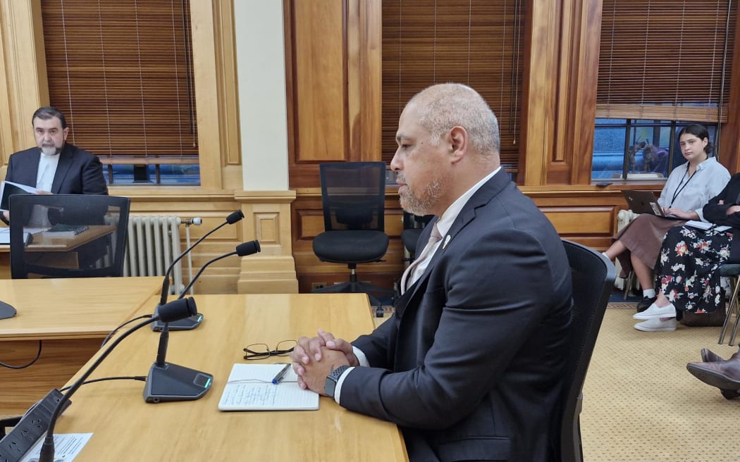 Labour's Peeni Henare appears at the Privileges Committee for allegedly breaching the rules by moving out of his seat to perform a haka on the day of the first reading of the Treaty Principles Bill.