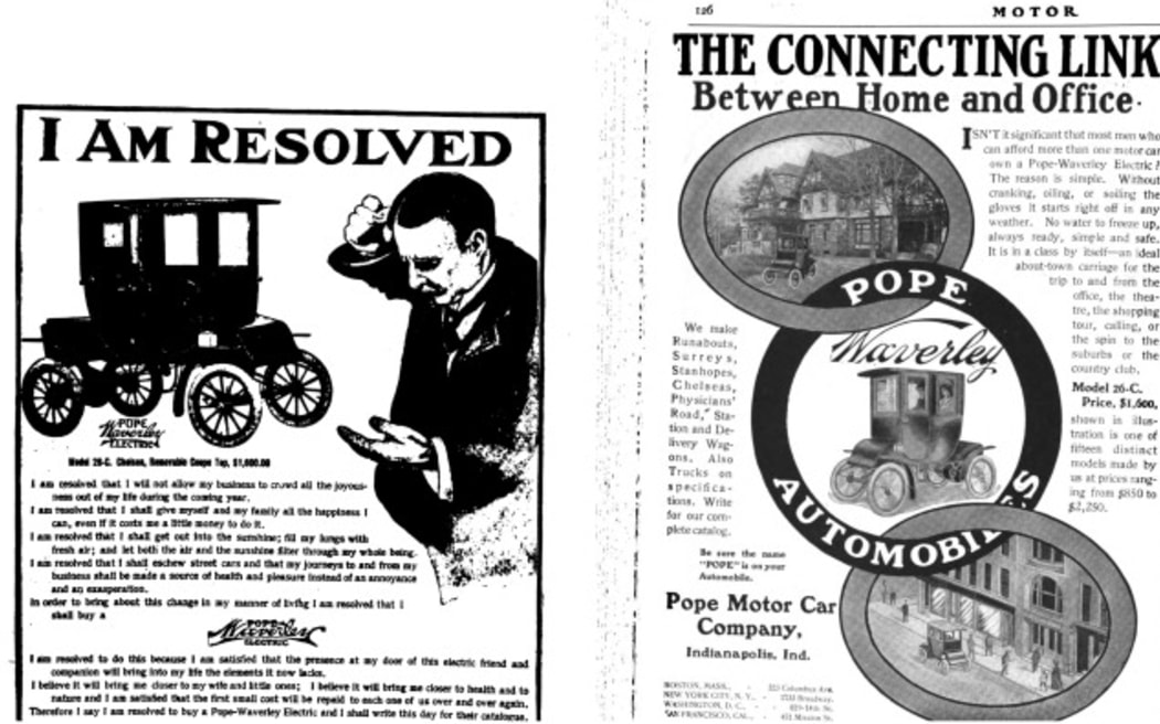Advertisements for electric cars.