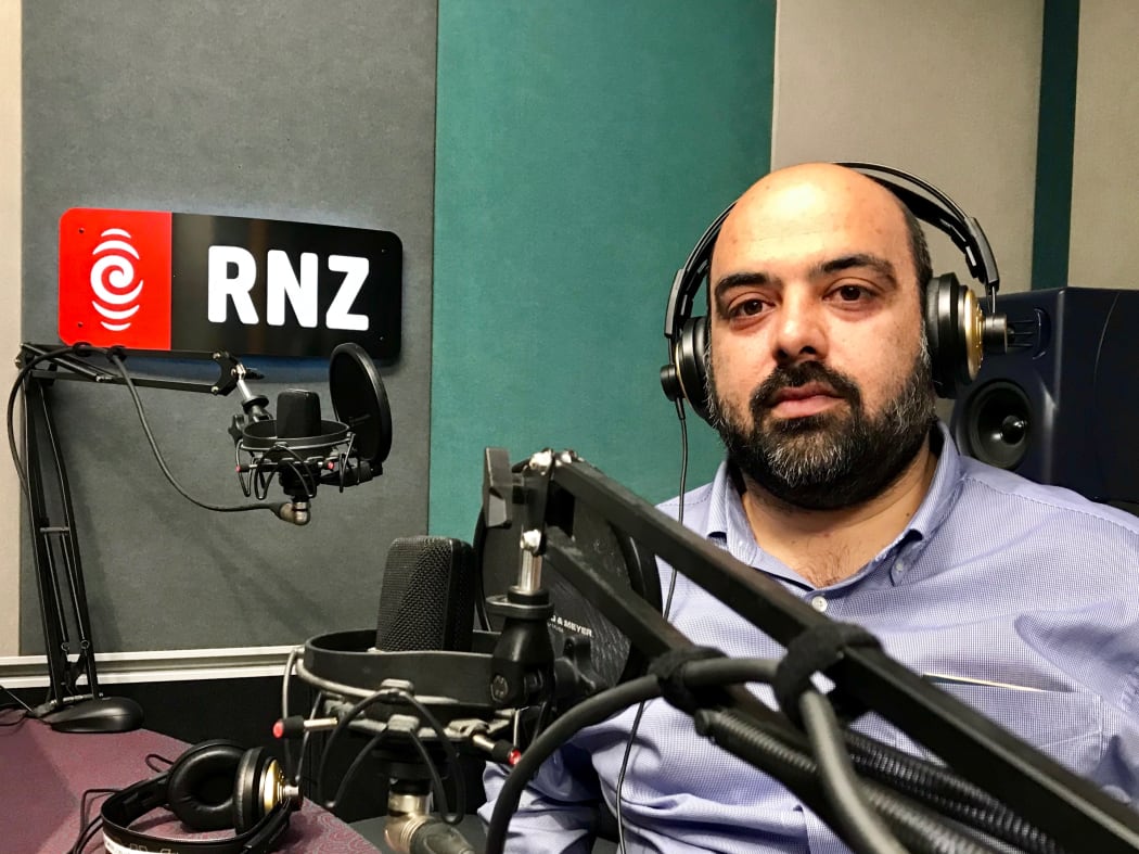 Afghan journalist and parliamentary candidate Bilal Sarwary in RNZ's Auckland studio.