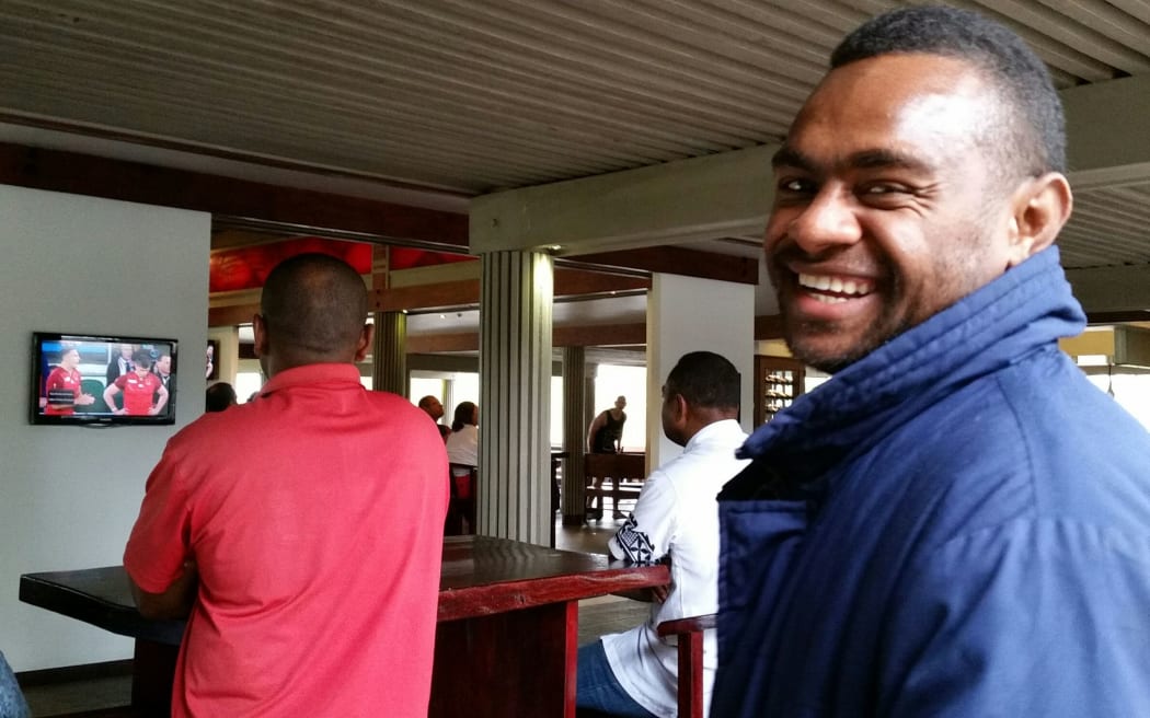 Fiji fans in Nadi watch their team compete against England in the opening match of the Rugby World Cup.