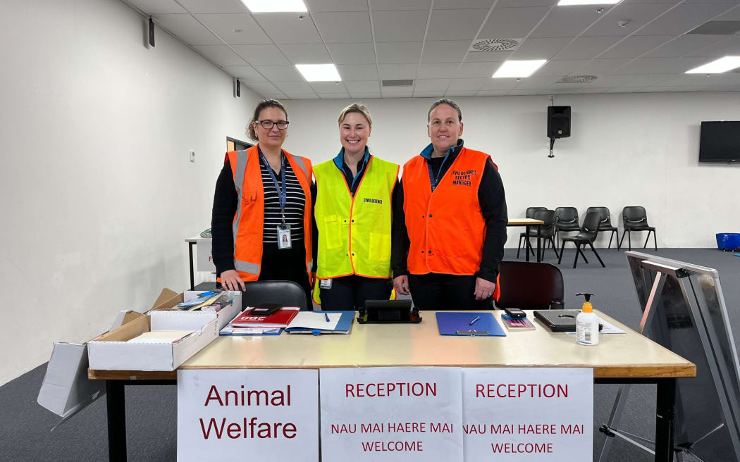 Ready to help at the stadium, from left, public health medicine specialist Dr Kat McHale, health protection officer Frances Knight, and public health co-ordinator Paula Kole.