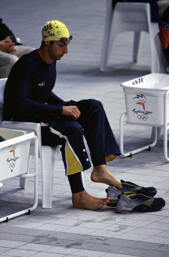 Australia's Ian Thorpe waits for his race at the Sydney Olympic Games 2000
