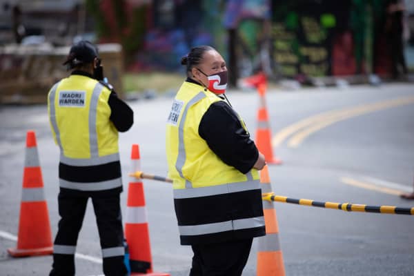 Maori Warders run a checkpoint at Shelly Bay