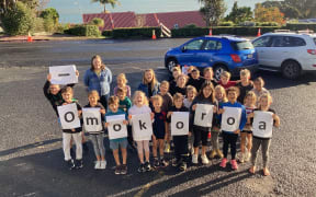 Room 10 at Ōmokoroa Point School act over missing macron
