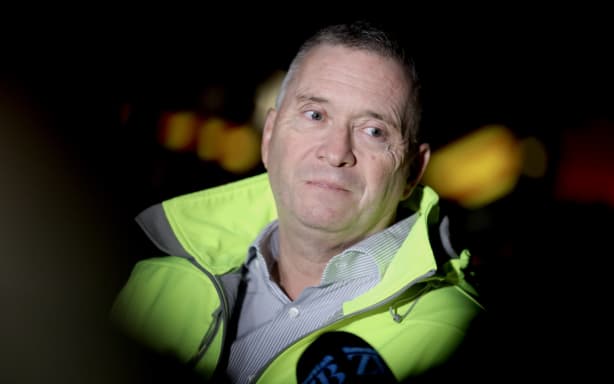 Foodstuff’s North Island chief executive Chris Quin talking to media after a major fire at the New World in College Hill, Auckland on 17 June 2025.
