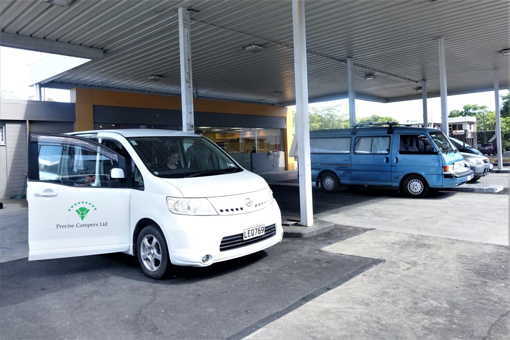 A disused fuel station in Nelson has been turned into a hub for freedom campers and the homeless. RNZ Tracy Neal