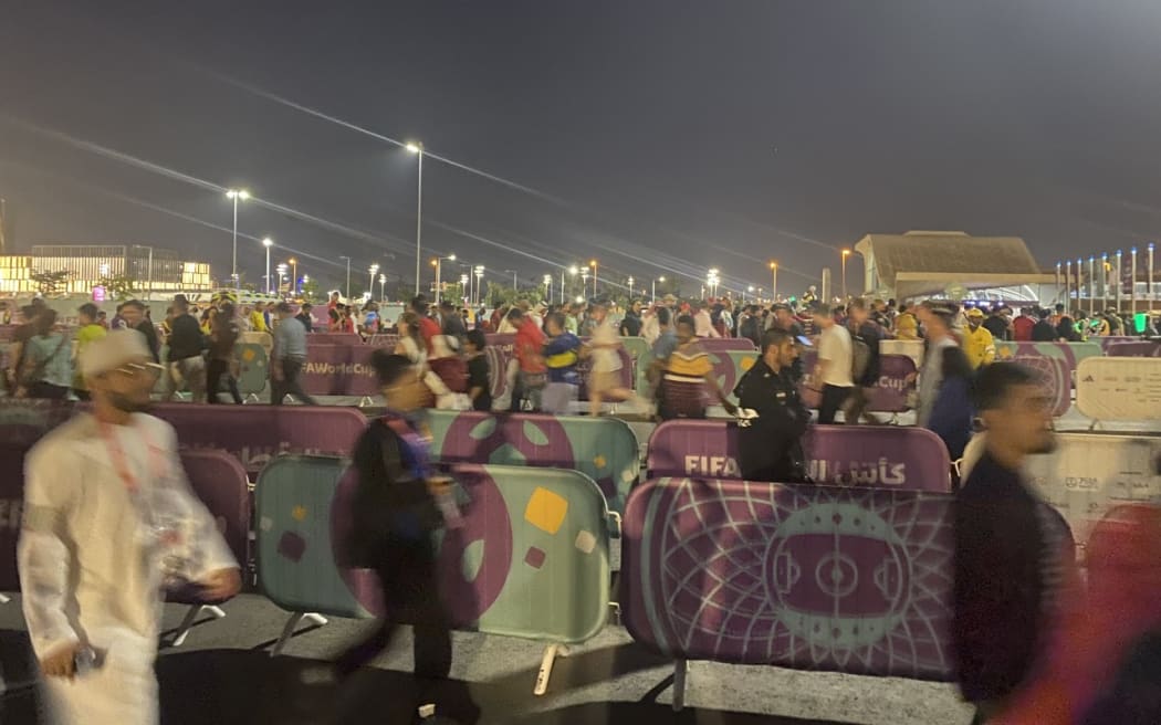 Fans entering through the complex but efficient queueing system at the Lusail stadium in Doha, Qatar for Portugal vs Uruguay.