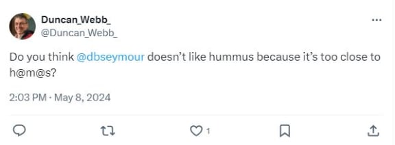 Duncan Webb's hummus / Hamas tweet
