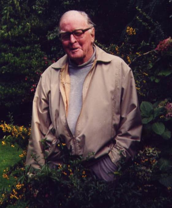 Lilburn in his garden, c. 1996