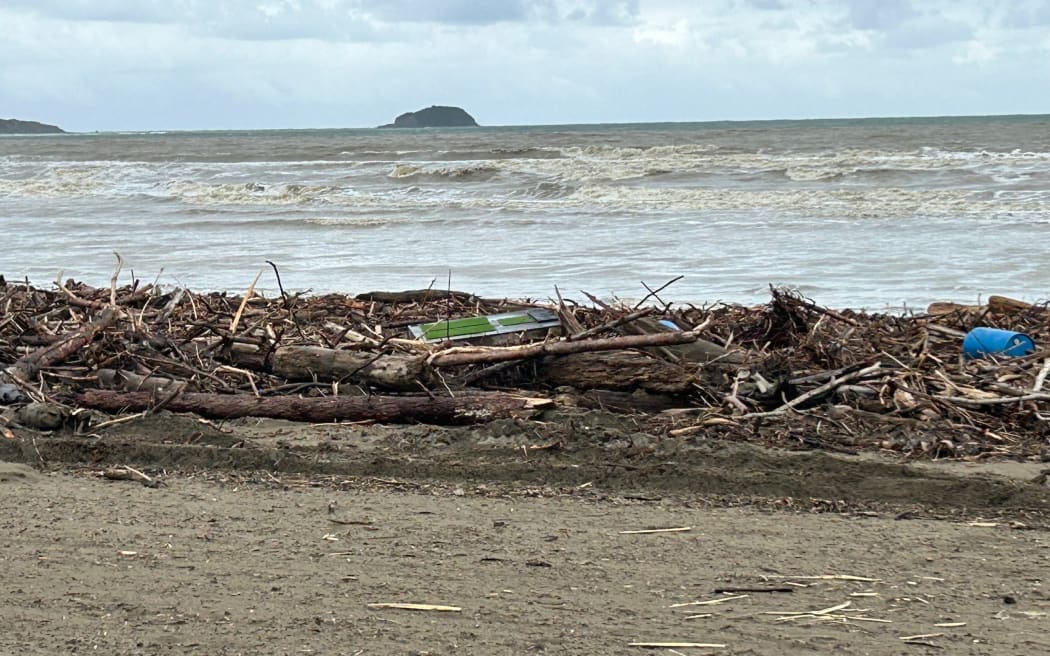 Hoards of slash along Midway Beach in Gisborne.