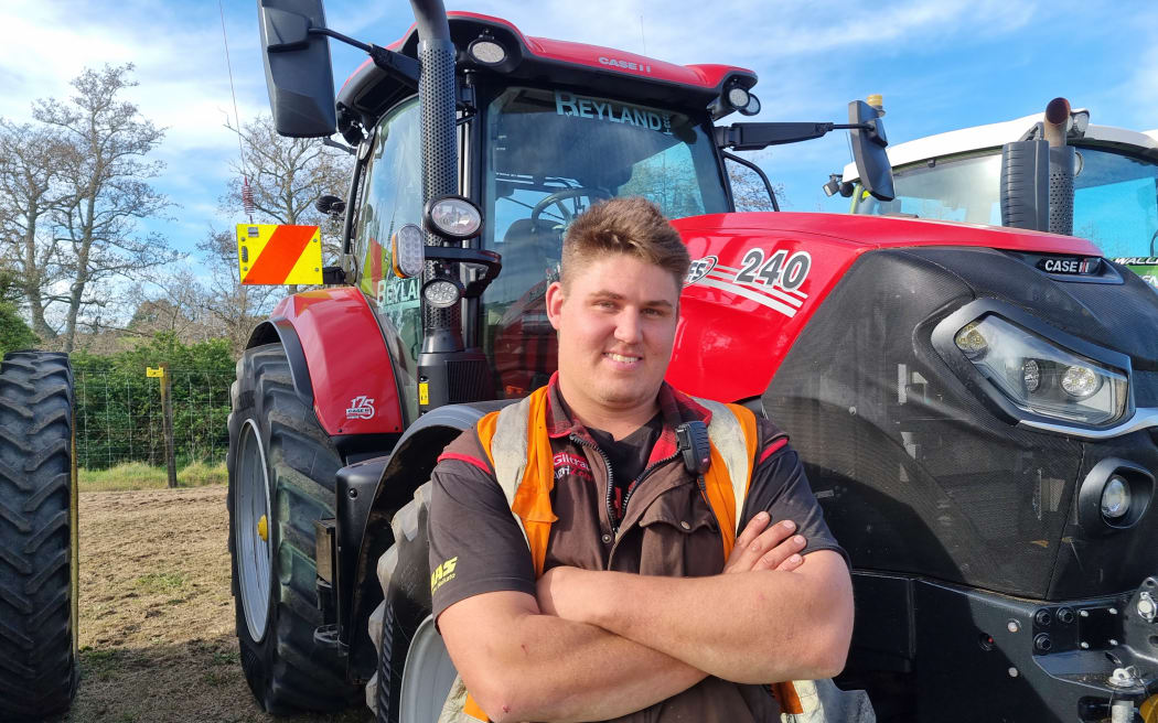 Waikato man Daniel Reymer with his beloved Case IH Puma 240 CVX Drive at Fieldays in Waikato on 16 June, 2023.