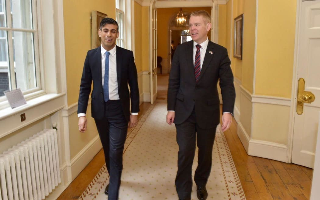 UK Prime Minister Rishi Sunak and Prime Minister Chris Hipkins.