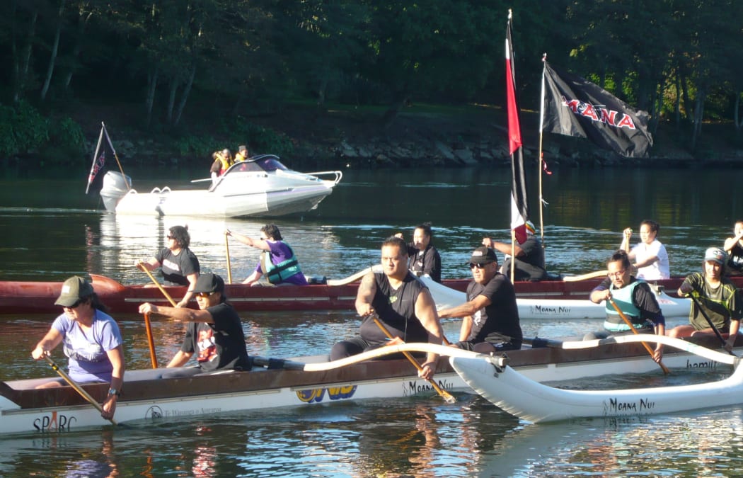 The Mana Party-organised protest took to the river.