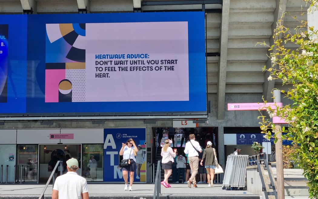 Sign at Roland Garros during the Olympic Games tennis competition.