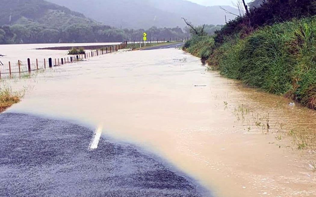 Surface flooding around Gisborne has closed off many roads.