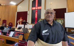 Community leader Pakilau Manase Lua at Tongan Council of Churches and the Aotearoa Tonga Response Group church service.