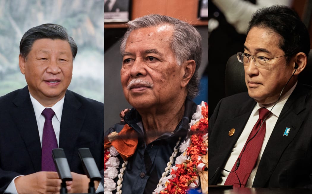 China’s Xi Jinping, Henry Puna and Fumio Kishida photo composite.
