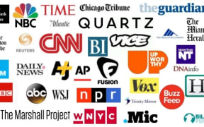 A montage of logos of long-established media names and digital-era ones.