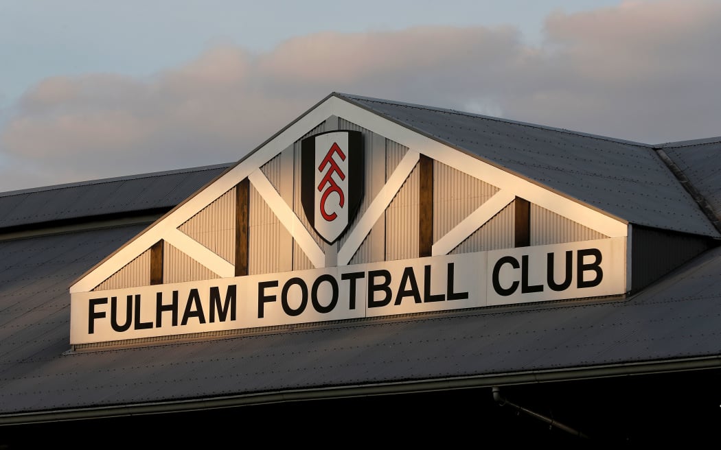 Fulham Football Club sign on the Johnny Haynes Stand