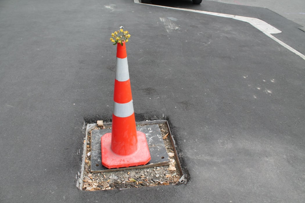 Christchurch memorial road cone