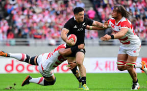 Nehe Milner-Skudder playing for the All Blacks against Japan.