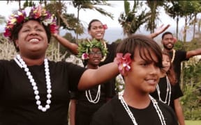 Students of International School Suva join Pacific Voices at the concert.