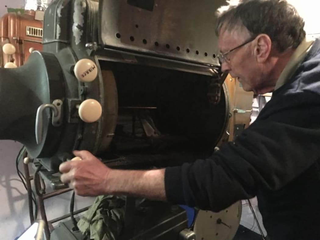 Jim Harper with their 1930s film projectors at MAVTECH museum and cinema