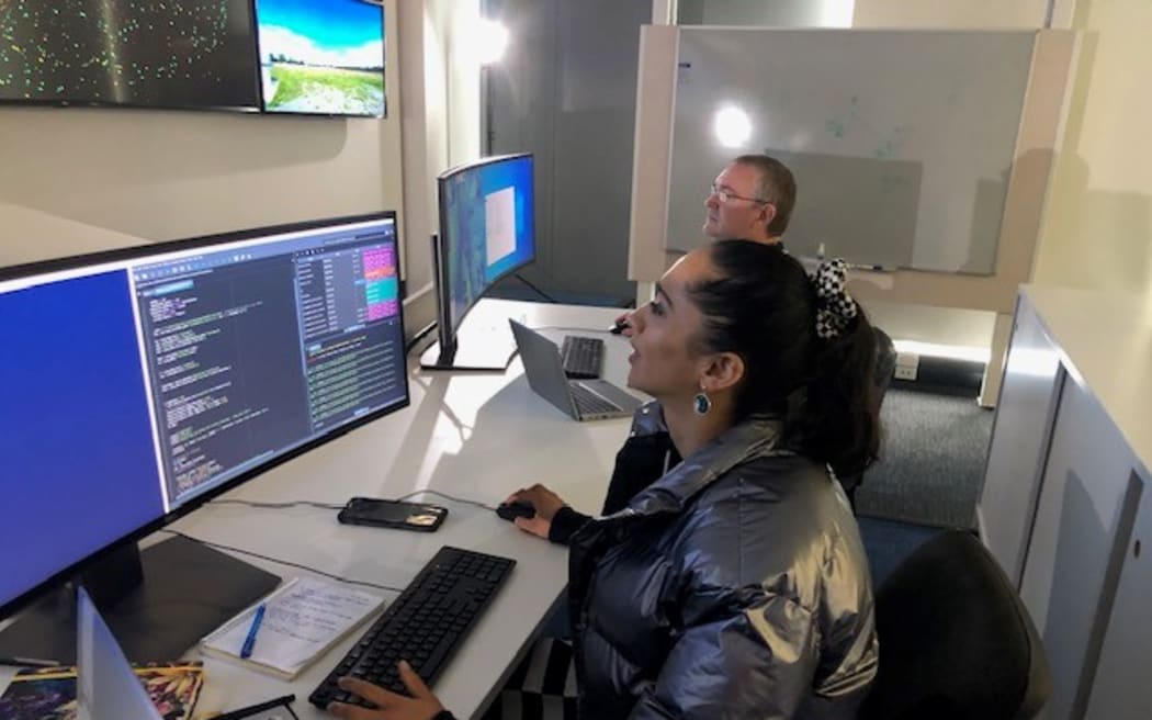 Mahima Seth and Vernon Lewis watch the launch of the MethaneSAT satellite that they'll be taking control of in about a year's time