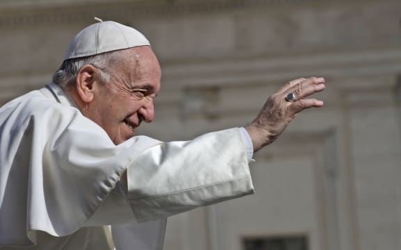 Pope Francis arrives for his weekly general audience, in St. Peter's Square, at the Vatican, 8 May 2019.