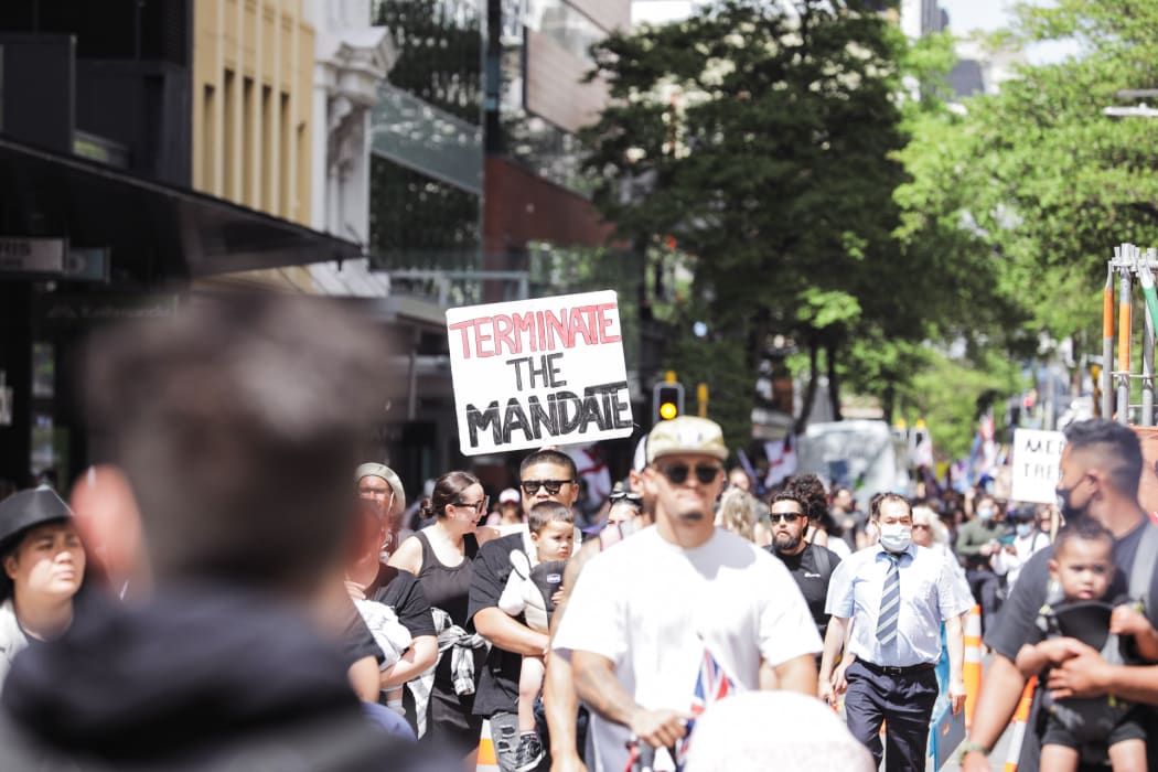 thousands march through central Wellington for an anti-lockdown and anti-vaccination protest