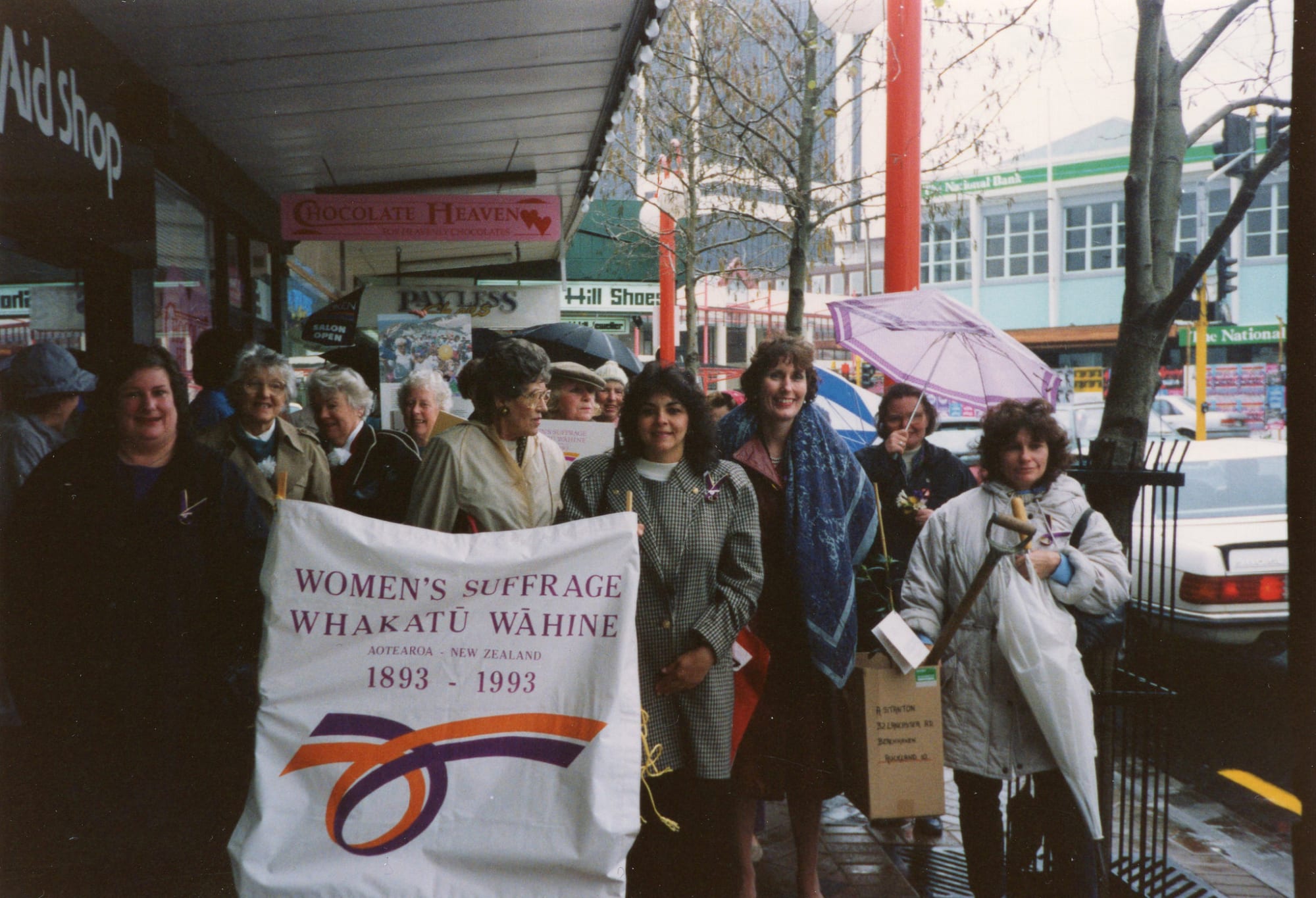 This photograph comes from an album created by the North Shore Womens Suffrage Centennial Co-ordinating Committee. It was taken on 19 September, 1993, exactly 100 years since the right to vote was extended to women.