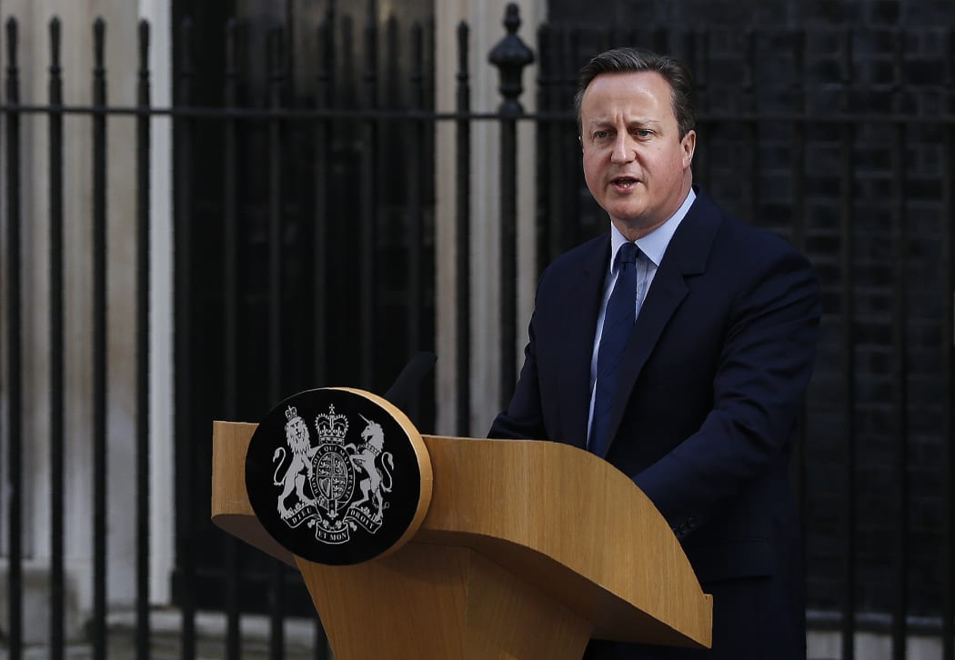 British Prime Minister David Cameron speaks to the press in front of 10 Downing Street in central London on 24 June 2016.
