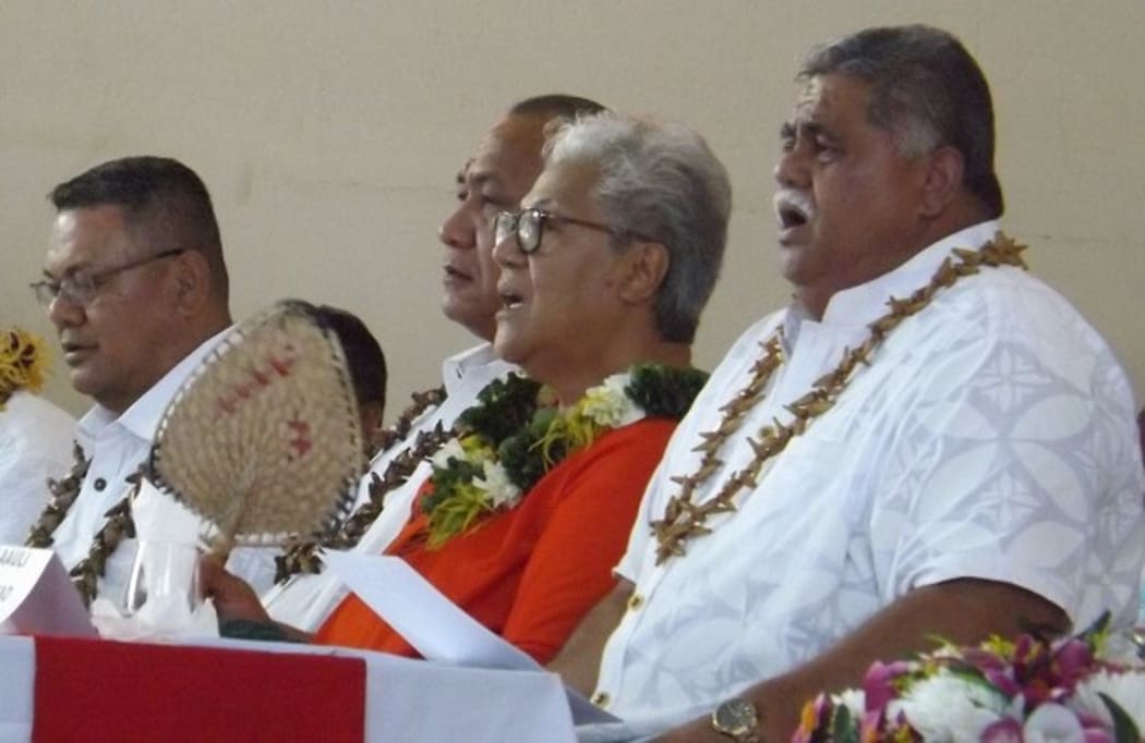 From left, Faumuina Wayne Fong, Olo Fiti Vaai, former Deputy PM Fiame Naomi Mataafa and La'auli Leuatea Polataivao